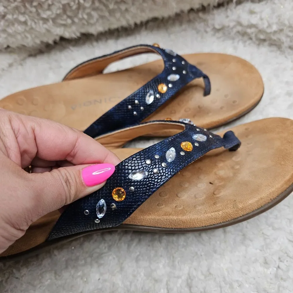 Vionic Lucia Rhinestone Embellished Orthopedic‎ Sandals sz 10